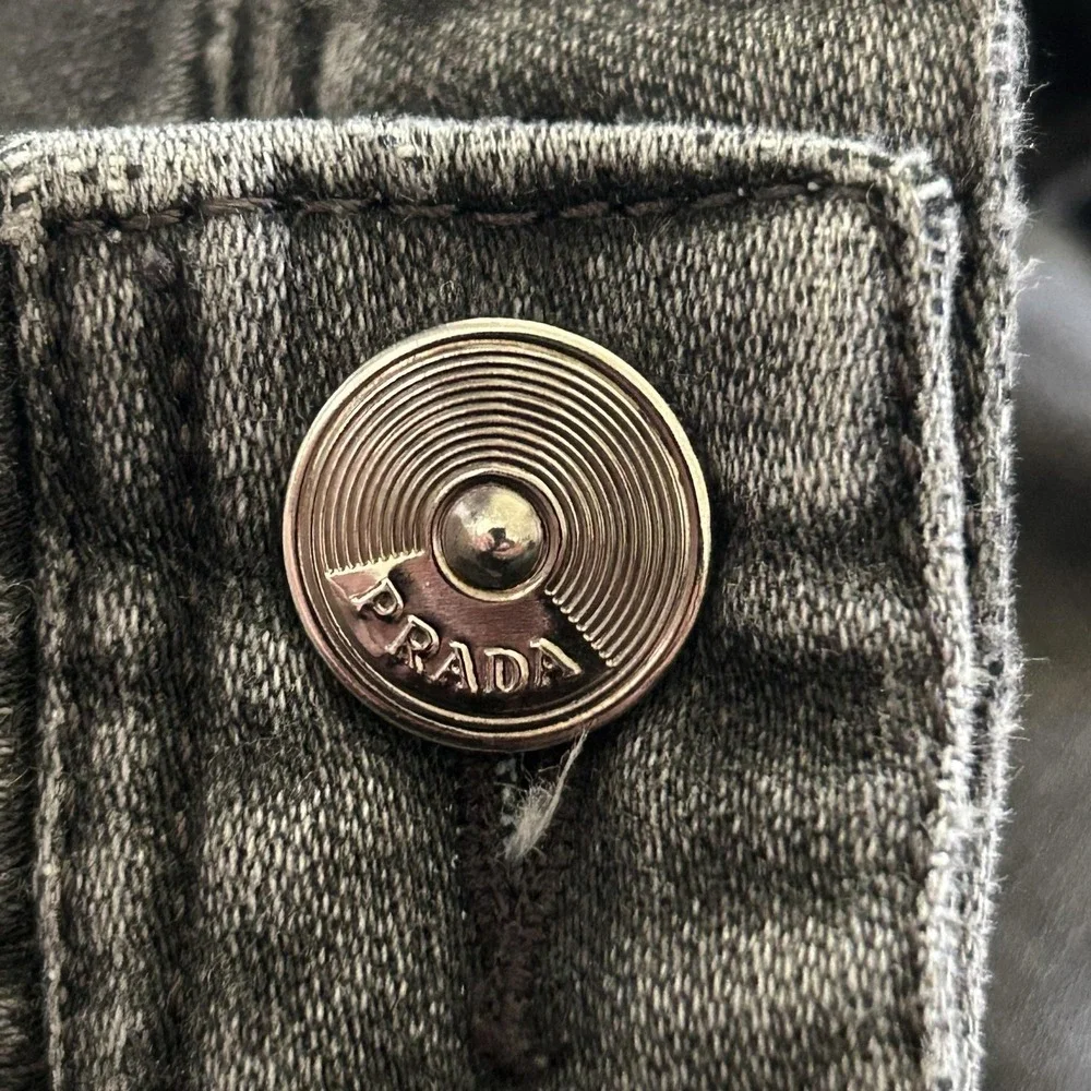 Prada Jeans Mens 36x31 Gray Medium Wash Slim Skinny Denim Plaid Lined Italy